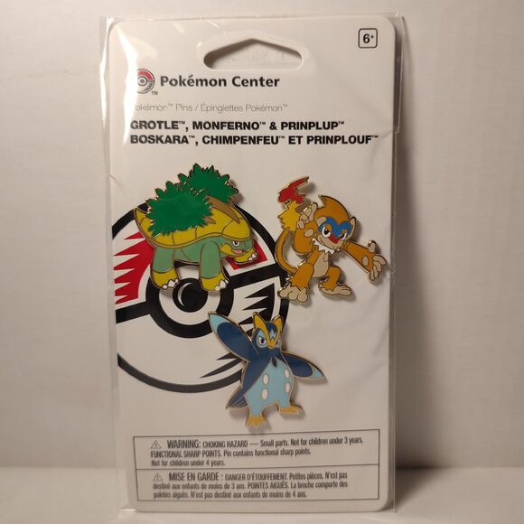Pokemon Monferno Prinplup Grotle Enamel Pins Sinnoh Starters Badges Set - Picture 1 of 6